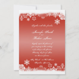 Convite para Casamento de Flocos de Neve Vermelho