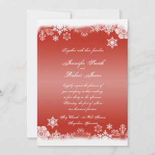 Convite para Casamento de Flocos de Neve Vermelho