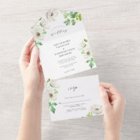 Convite para Casamento de Flor Anêmona Branca