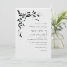 Convite para Casamento de Flor Branca e Negra Mode