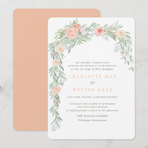 Convite para Casamento de Flor de Aquarela Peach