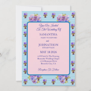 Convite para Casamento de Flor de Chique Azul