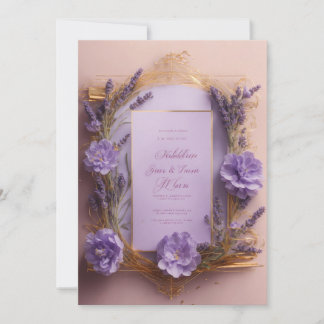 Convite para Casamento de Flor de Lavanda Minimali