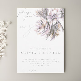 Convite para Casamento de Flor de Peonia de Aquare