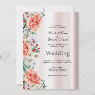Convite para Casamento de Flor de Peony Aquarela