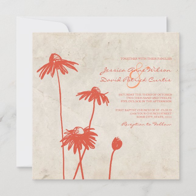 Convite Para Casamento De Flor De Quadrinhos Laran (Frente)