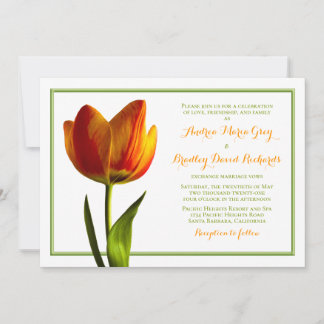Convite para Casamento de Flor de Tulipas Laranja