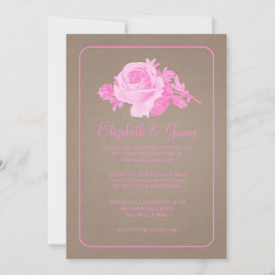 Convite para Casamento de Flor/Flor Russo Rosa Mar