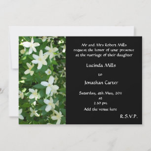 Convite para Casamento de Flor Laranja, Branco em 