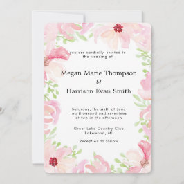 Convite para Casamento de Flor Moderna com Aquarel