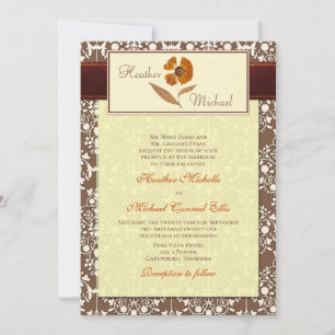 Convite para Casamento de Flor Pressionado de Outo