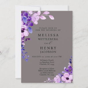 Convite para Casamento de Flor Rosa-Rosa Elegante