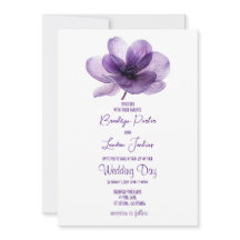 Convite para Casamento de Flor Roxo Gordo