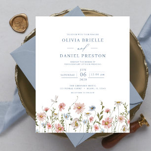 Convite para Casamento de Flor Selvagem Colorida d