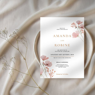 Convite para Casamento de Flor Selvagem Minimalist