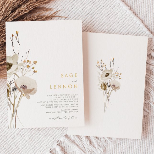 Convite para Casamento de Flor Selvagem Whimsical (Criador carregado)