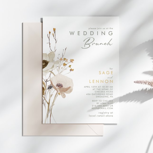Convite para Casamento de Flor Selvagem Whimsical  (Criador carregado)