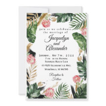 Convite para Casamento de Flor Tropical Personaliz