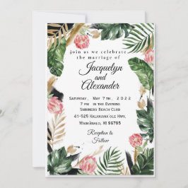 Convite para Casamento de Flor Tropical Personaliz