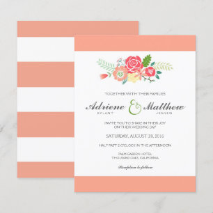 Convite para casamento de Floral e Stripes/Peach