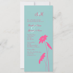 Convite para Casamento de Flores Azuis e Rosa Quen