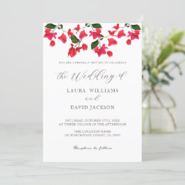 Convite para Casamento de Flores Bright Red Bougai
