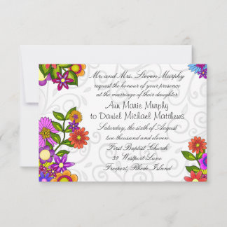 Convite para Casamento de Flores Brilhantes