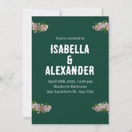 Convite para Casamento de Flores Criativas Verde R