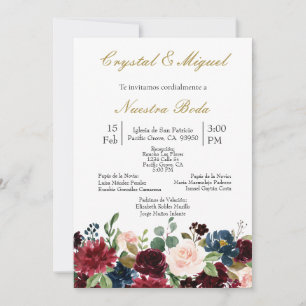 Convite para casamento de flores de Borgonha