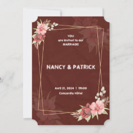 Convite para Casamento de Flores de Borgonha Elega