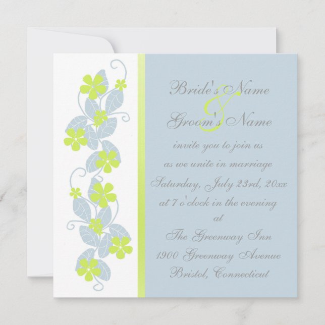 Convite para Casamento de Flores de Chartreuse (Frente)