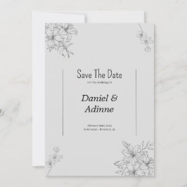 Convite para Casamento de Flores de cinza