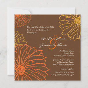 Convite para Casamento de Flores de Mãe Laranja e