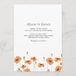 Convite para casamento de flores de papoila