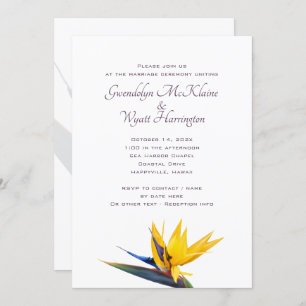 Convite para Casamento de Flores de Pássaro do Par