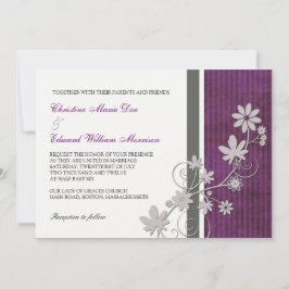 Convite para Casamento de Flores de Roxo e Carvão
