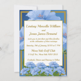 Convite para Casamento de Flores de Trompete Azul