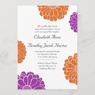 Convite para Casamento de Flores de Zinnia Roxa e 