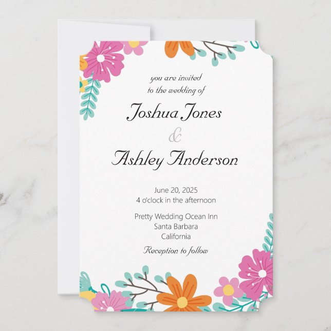 Convite para Casamento de Flores do Coração (Frente)