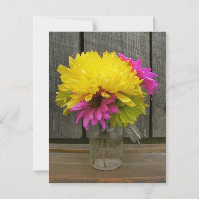 Convite para Casamento de Flores e Barnwood (Frente)