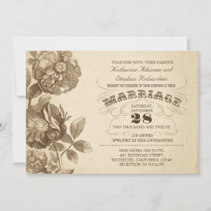 convite para casamento de flores e tipográficos