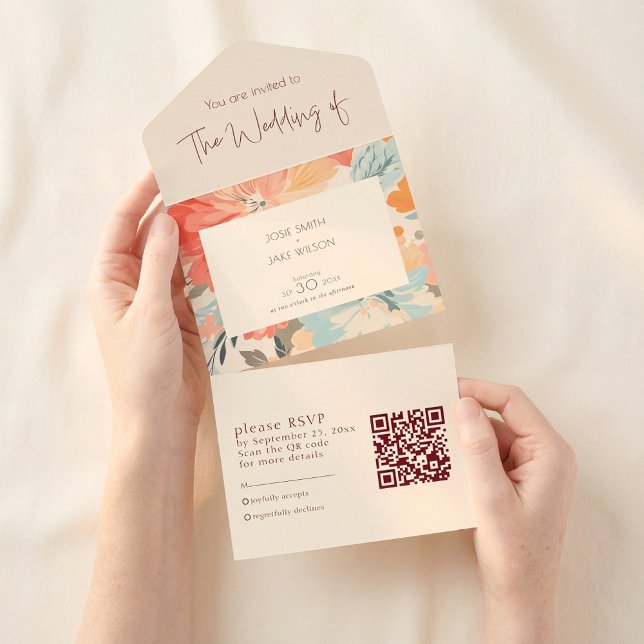 Convite para casamento de flores pastéis bonito e  (Pretty pastel flowers wedding invitation and RSVP.)