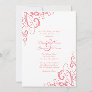 Convite para Casamento de Flores Rosa e Branco