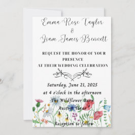 Convite para Casamento de Flores Selvagens