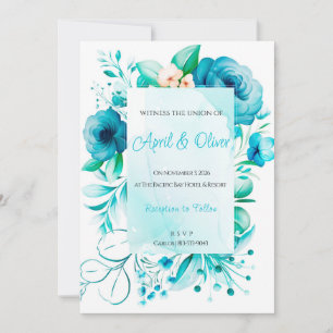 Convite para Casamento de Flores Selvagens Azuis
