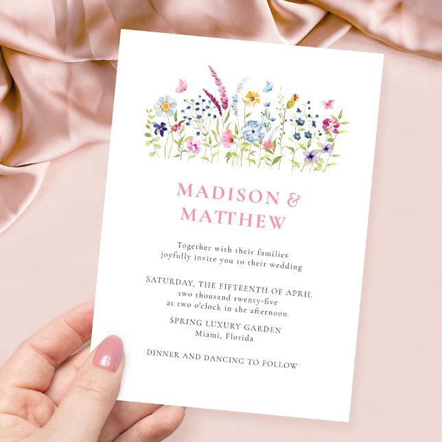 Convite para Casamento de Flores Selvagens Colorid (Criador carregado)
