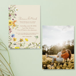 Convite para Casamento de Flores Selvagens com Fot