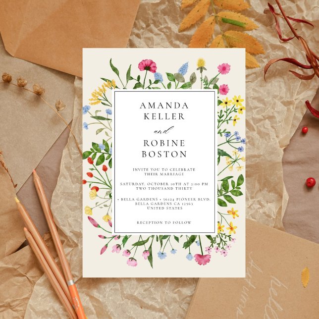 Convite para Casamento de Flores Selvagens Moderna (Criador carregado)