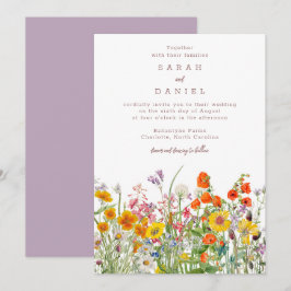 Convite para Casamento de Flores Selvagens - Prado