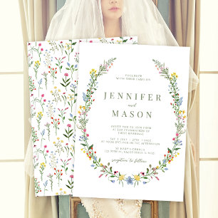Convite para casamento de flores silvestres colori